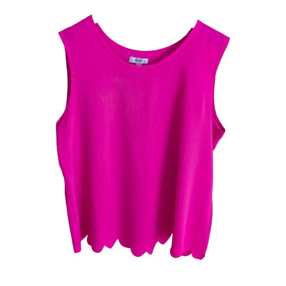 Marisol L Pink Sleeveless Top With Scalloped Heming Detail - Picture 1 of 7